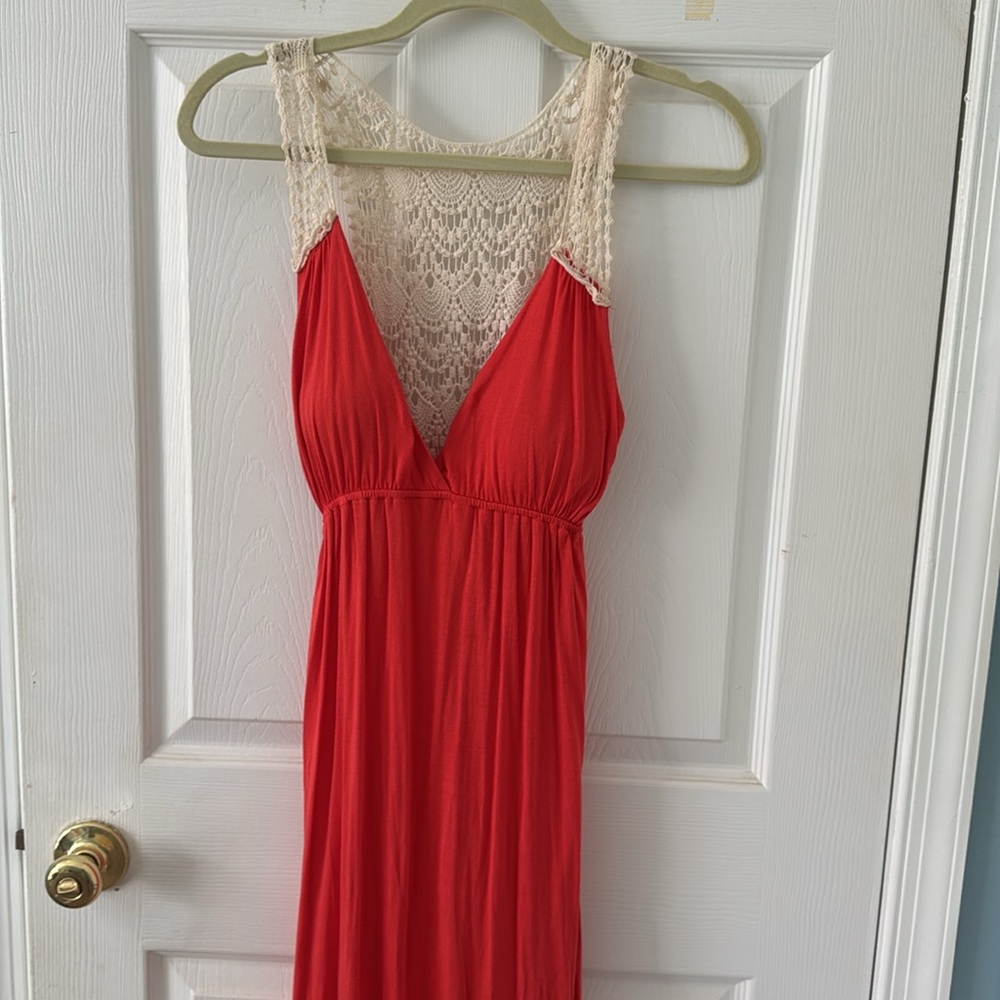 Salmon and Cream Maxi Dress